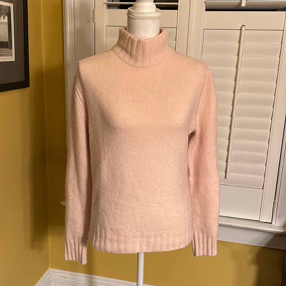 Point Sur Women’s Mock Turtleneck Sweater Pale Pink Merino Wool, Alpaca, Small